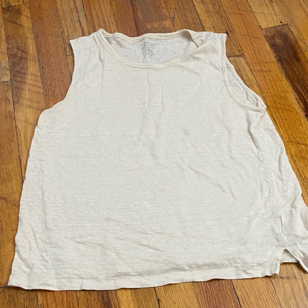 J. Crew Cream Linen Muscle Tee